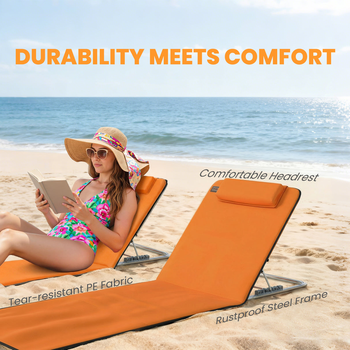 Steel Foldable Lightweight Garden Beach Sun Lounger in Set of 2 - Velmora