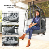 Steel Foldable Poly Rattan Garden Hanging Swing Chair - Velmora