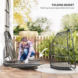 Steel Foldable Poly Rattan Garden Hanging Swing Chair - Velmora