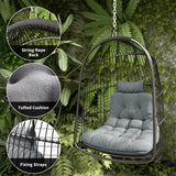 Steel Foldable Poly Rattan Garden Hanging Swing Chair - Velmora