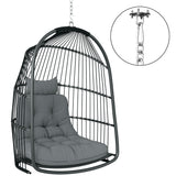 Steel Foldable Poly Rattan Garden Hanging Swing Chair - Velmora