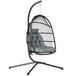 Steel Foldable Rattan Swing Egg Chair With Stand And Cushion - Velmora