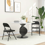 Steel Folding Dining Chairs in Set Of 4 With Faux Leather Seat - Velmora