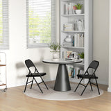 Steel Folding Dining Chairs in Set Of 4 With Faux Leather Seat - Velmora