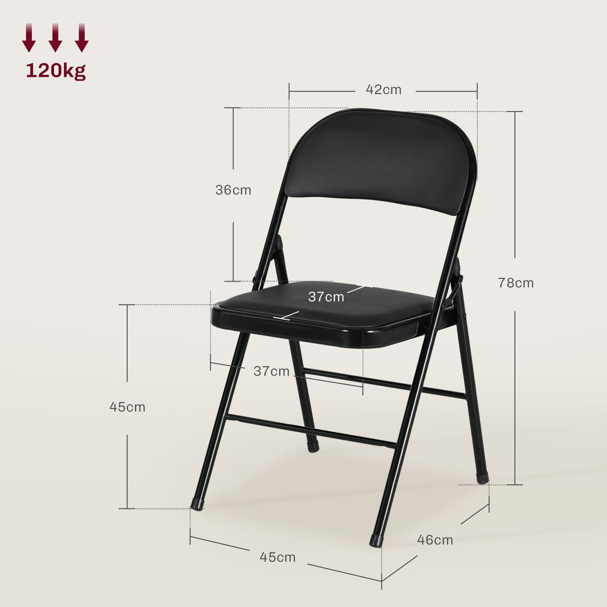 Steel Folding Dining Chairs in Set Of 4 With Faux Leather Seat - Velmora