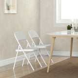 Steel Folding Dining Chairs in Set Of 4 With Faux Leather Seat - Velmora