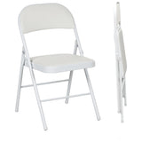 Steel Folding Dining Chairs in Set Of 4 With Faux Leather Seat - Velmora