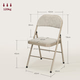 Steel Folding Dining Chairs in Set Of 4 With Linen Fabric Seat - Velmora