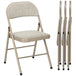 Steel Folding Dining Chairs in Set Of 4 With Linen Fabric Seat - Velmora