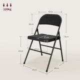 Steel Folding Dining Chairs in Set Of 4 With Linen Fabric Seat - Velmora