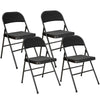 Steel Folding Dining Chairs in Set Of 4 With Linen Fabric Seat - Velmora
