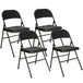 Steel Folding Dining Chairs in Set Of 4 With Linen Fabric Seat - Velmora