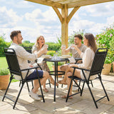 Steel Folding Garden Chairs in Set of 4 With Plastic Slatted Seat Back - Velmora