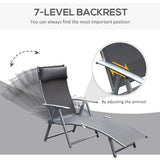 Steel Folding Recliner Chaise Garden Sun Lounger With 7 Levels Adjustable Backrest - Velmora