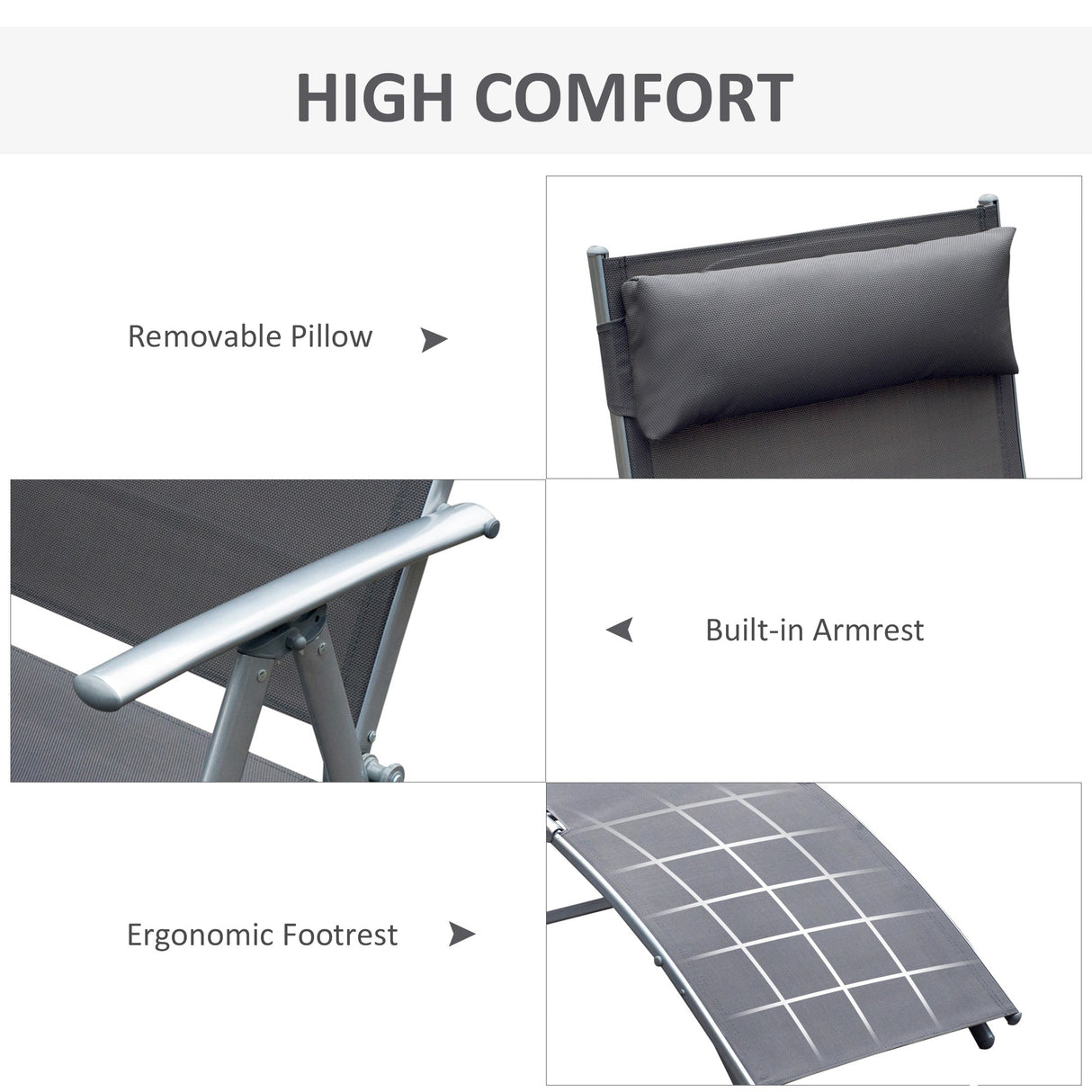 Steel Folding Recliner Chaise Garden Sun Lounger With 7 Levels Adjustable Backrest - Velmora