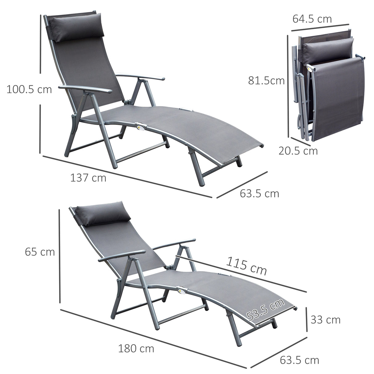 Steel Folding Recliner Chaise Garden Sun Lounger With 7 Levels Adjustable Backrest - Velmora