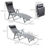 Steel Folding Recliner Chaise Garden Sun Lounger With 7 Levels Adjustable Backrest - Velmora