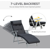 Steel Folding Recliner Chaise Garden Sun Lounger With 7 Levels Adjustable Backrest - Velmora