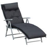 Steel Folding Recliner Chaise Garden Sun Lounger With 7 Levels Adjustable Backrest - Velmora
