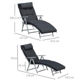 Steel Folding Recliner Chaise Garden Sun Lounger With 7 Levels Adjustable Backrest - Velmora