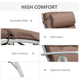 Steel Folding Recliner Chaise Garden Sun Lounger With 7 Levels Adjustable Backrest - Velmora