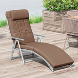 Steel Folding Recliner Chaise Garden Sun Lounger With 7 Levels Adjustable Backrest - Velmora