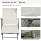 Steel Folding Recliner Chaise Garden Sun Lounger With 7 Levels Adjustable Backrest - Velmora