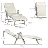 Steel Folding Recliner Chaise Garden Sun Lounger With 7 Levels Adjustable Backrest - Velmora