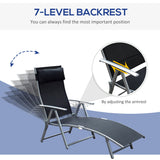 Steel Folding Recliner Garden Sun Lounger With 7 Levels Adjustable Backrest - Velmora