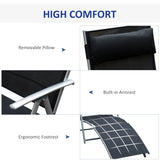 Steel Folding Recliner Garden Sun Lounger With 7 Levels Adjustable Backrest - Velmora