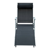 Steel Folding Recliner Garden Sun Lounger With 7 Levels Adjustable Backrest - Velmora
