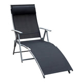 Steel Folding Recliner Garden Sun Lounger With 7 Levels Adjustable Backrest - Velmora