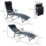 Steel Folding Recliner Garden Sun Lounger With 7 Levels Adjustable Backrest - Velmora