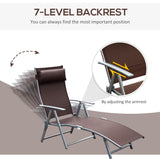 Steel Folding Recliner Garden Sun Lounger With 7 Levels Adjustable Backrest - Velmora