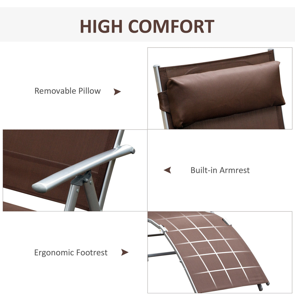 Steel Folding Recliner Garden Sun Lounger With 7 Levels Adjustable Backrest - Velmora