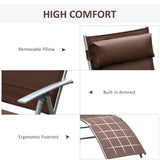 Steel Folding Recliner Garden Sun Lounger With 7 Levels Adjustable Backrest - Velmora