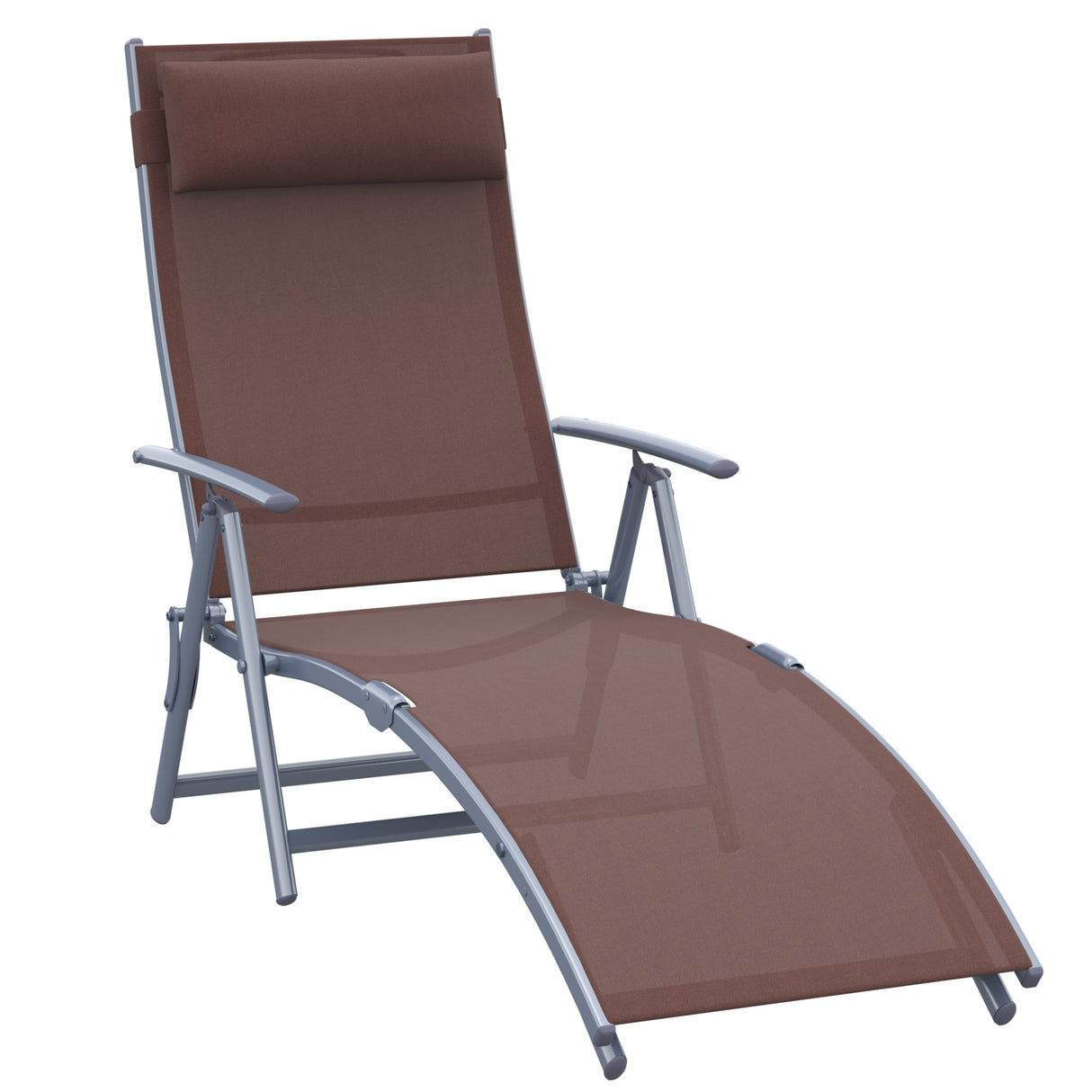 Steel Folding Recliner Garden Sun Lounger With 7 Levels Adjustable Backrest - Velmora