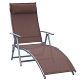Steel Folding Recliner Garden Sun Lounger With 7 Levels Adjustable Backrest - Velmora