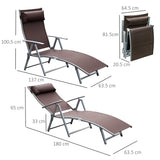 Steel Folding Recliner Garden Sun Lounger With 7 Levels Adjustable Backrest - Velmora