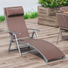 Steel Folding Recliner Garden Sun Lounger With 7 Levels Adjustable Backrest - Velmora