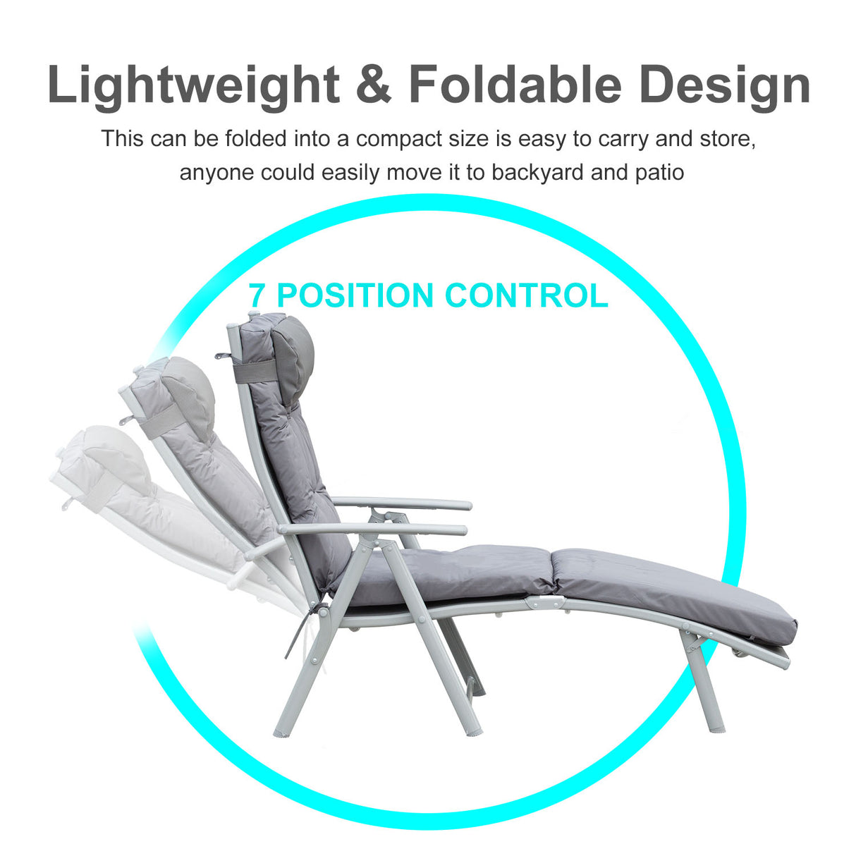 Steel Folding Recliner Garden Sun Lounger With Pillow And Adjustable Backrest - Velmora