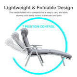 Steel Folding Recliner Garden Sun Lounger With Pillow And Adjustable Backrest - Velmora