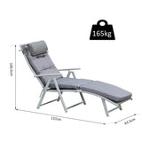 Steel Folding Recliner Garden Sun Lounger With Pillow And Adjustable Backrest - Velmora