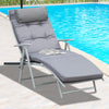 Steel Folding Recliner Garden Sun Lounger With Pillow And Adjustable Backrest - Velmora