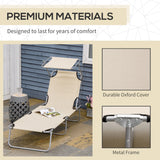 Steel Folding Reclining Garden Sun Lounger With Canopy - Velmora