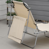 Steel Folding Reclining Garden Sun Lounger With Canopy - Velmora