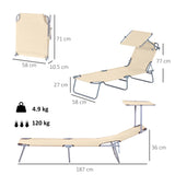 Steel Folding Reclining Garden Sun Lounger With Canopy - Velmora