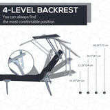 Steel Folding Reclining Garden Sun Lounger With Canopy - Velmora