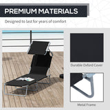 Steel Folding Reclining Garden Sun Lounger With Canopy - Velmora