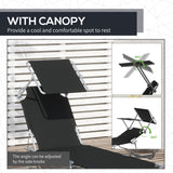 Steel Folding Reclining Garden Sun Lounger With Canopy - Velmora